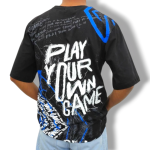 CW Royal Black Oversized Graphic T-Shirt (Play Your Own Game) || 240 GSM Pure Cotton
