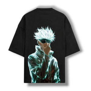 CW Black Gojo Anime 3D Graphic Oversized T-Shirt || Terry Cotton 240GSM